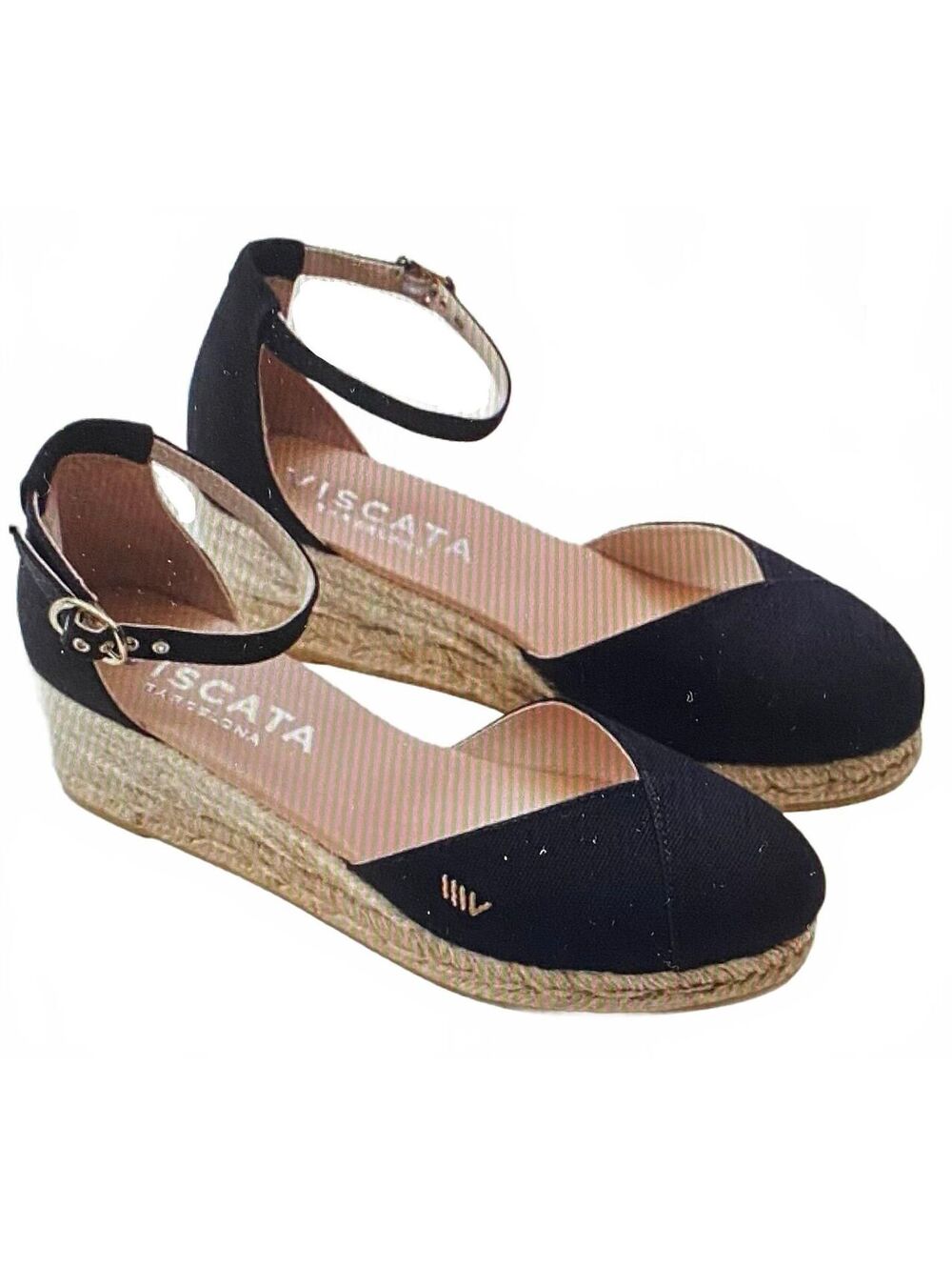 Viscata Formiga Espadrille Sandal Wedges Black Size 8.5 (39)